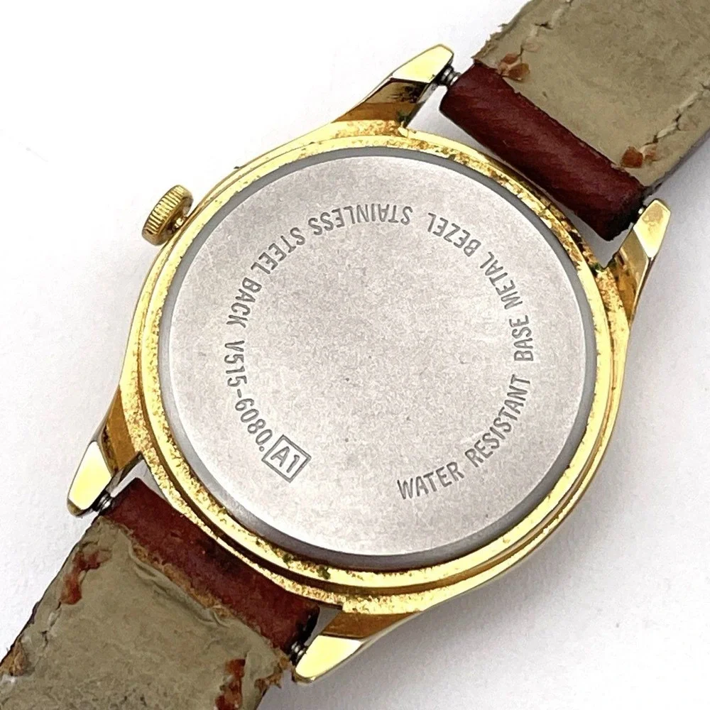 Vintage 90s Lorus Disney Women's Minnie Mouse Gold Tone Quartz Watch V515-6080